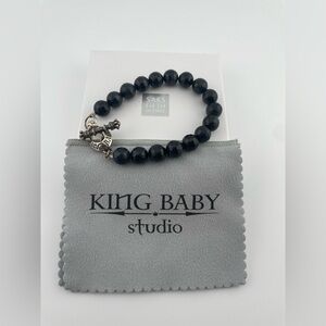 King Baby Studio Black Obsidian Bracelet – 925 Silver Toggle, Rock-Luxury Icon